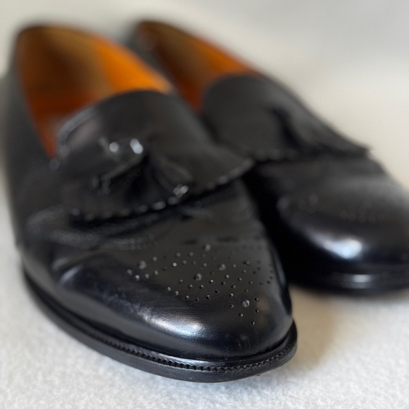 Stanley Blacker Men’s size 10 Leather Black Tasseled Loafers - Picture 2 of 16